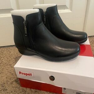 Propet Waverly Women’s Black Leather Ankle Boots - Orthopedic Friendly
